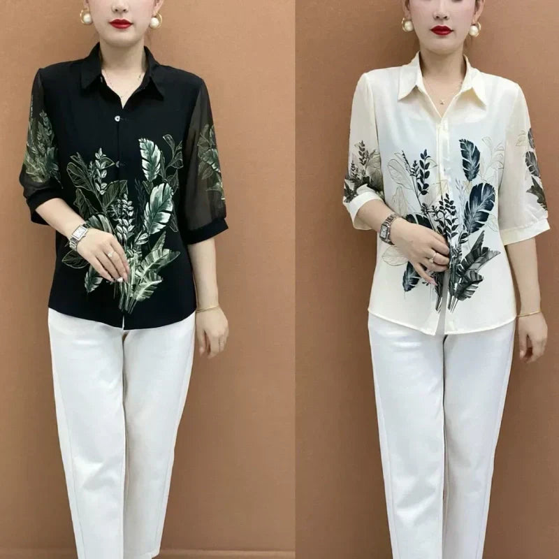 Women's Short-Sleeved Printed Thin Shirt