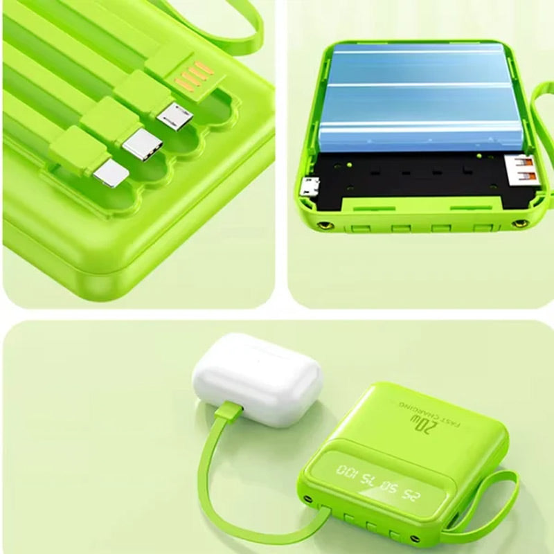 20000mAh Portable Charger with 4 Built-in Cables