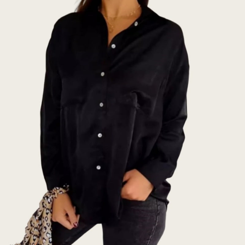 🍁Early Autumn-Specials 50% OFF💕Women's Solid Lapel Long-Sleeve Button Down Shirts