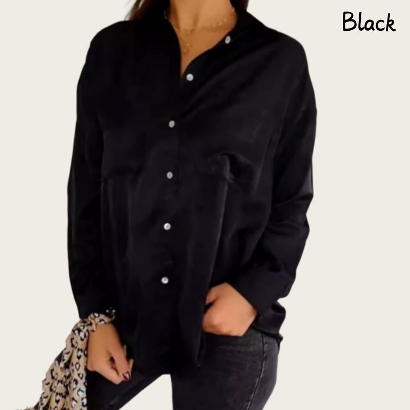 🍁Early Autumn-Specials 50% OFF💕Women's Solid Lapel Long-Sleeve Button Down Shirts