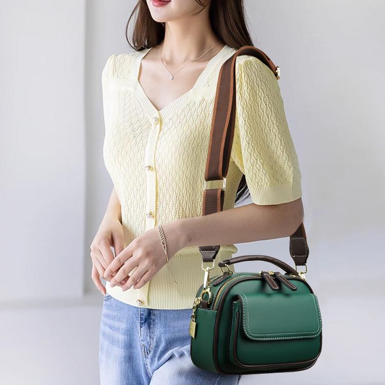 Elegant Double Layer Wide Strap Crossbody Handbag