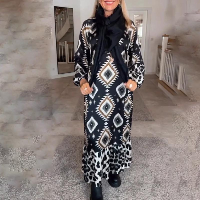 Women’s Bohemian Casual Printed Long-sleeve Dress