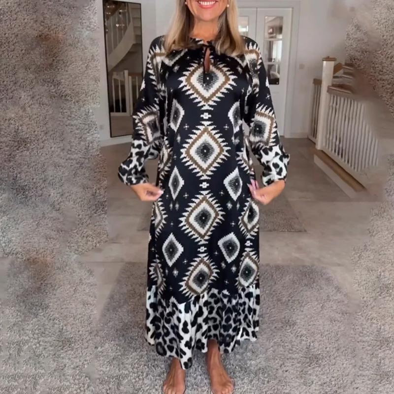 Women’s Bohemian Casual Printed Long-sleeve Dress