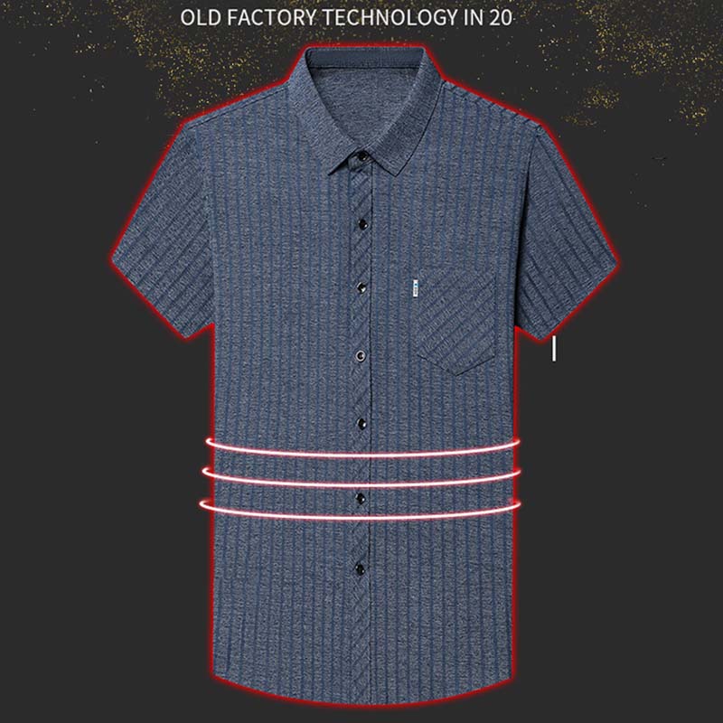 Men's Classic Striped Short Sleeve Button-Up Shirt