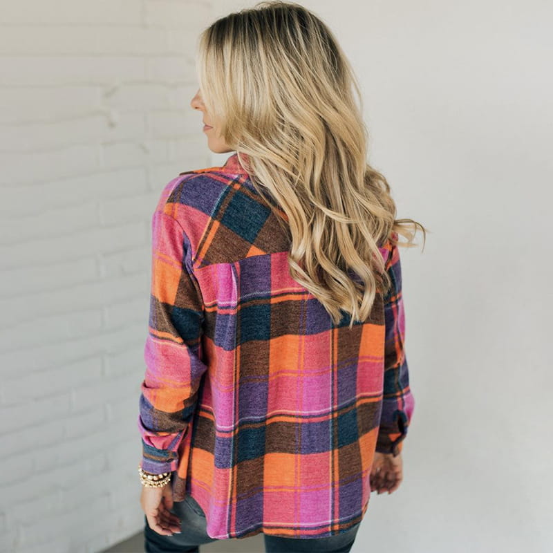 Women's Long Sleeve Button Down Plaid Shirt