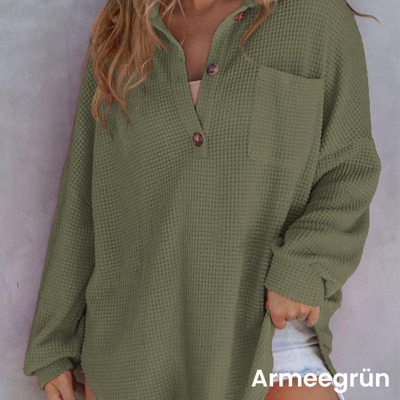 🔥Autumn Sale 49% OFF🔥Women’s Loose Solid Color Waffle Knit Shirt