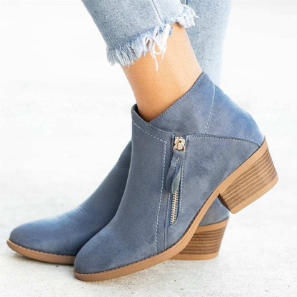 🔥Women'S Chunky Heel Side Zip Ankle Boots