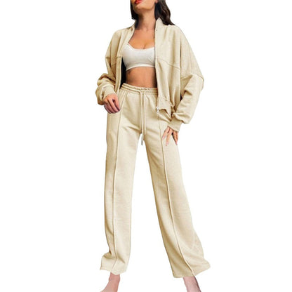 🍂Autumn discount 51%🍂Women's Long Sleeve Zip Coat Drawstring Sweatpants 2-Piece Sets