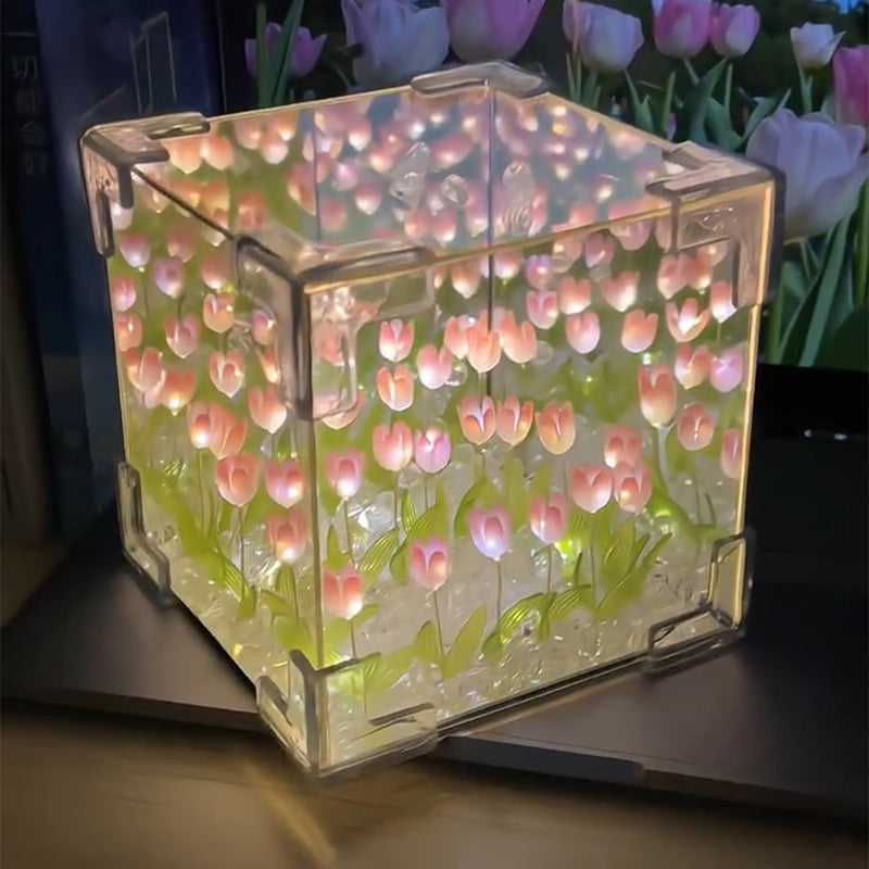 🎅Early Xmas Sales🎄Magic Cube DIY Tulip Mirror Light