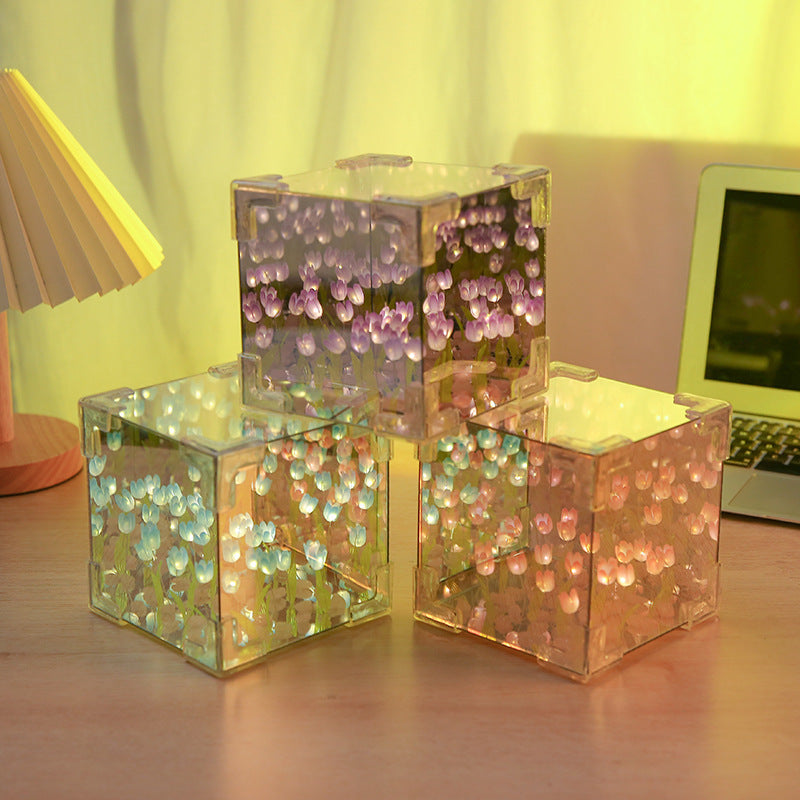 🎅Early Xmas Sales🎄Magic Cube DIY Tulip Mirror Light