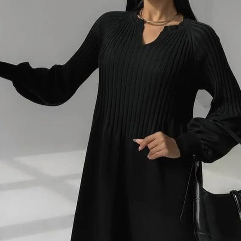 🔥HOT Sale 50% OFF🔥Women's Solid Color Knitted Long-sleeve Maxi Dress