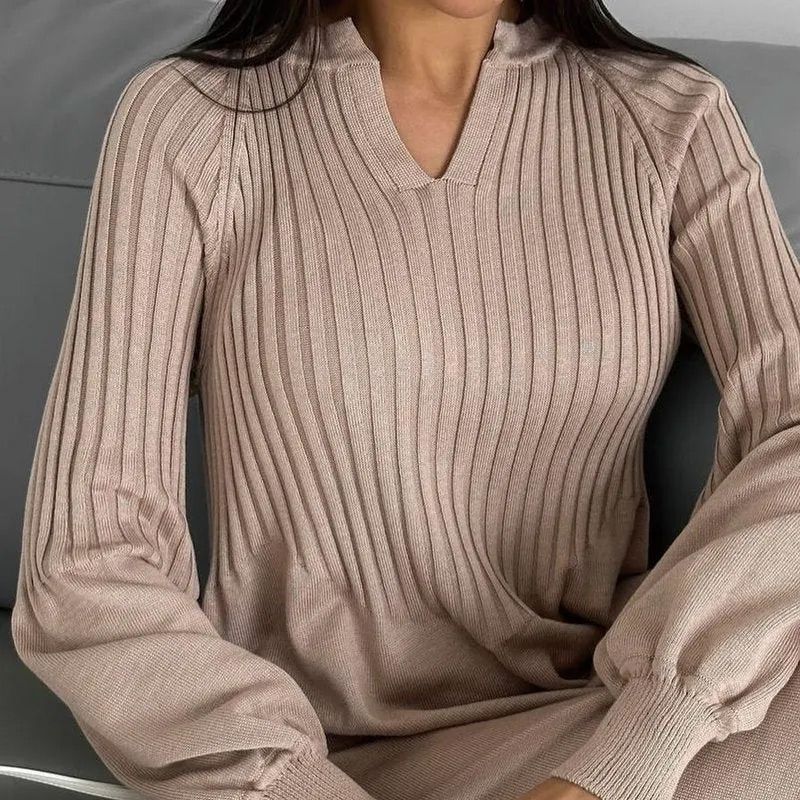 🔥HOT Sale 50% OFF🔥Women's Solid Color Knitted Long-sleeve Maxi Dress