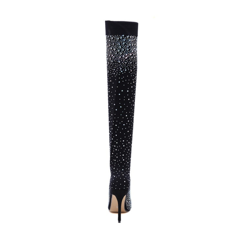 🔥🖤Black Friday Sale:50% OFF🔥Women’s Sparkly Faux Diamonds Over-the-Knee Boots👠