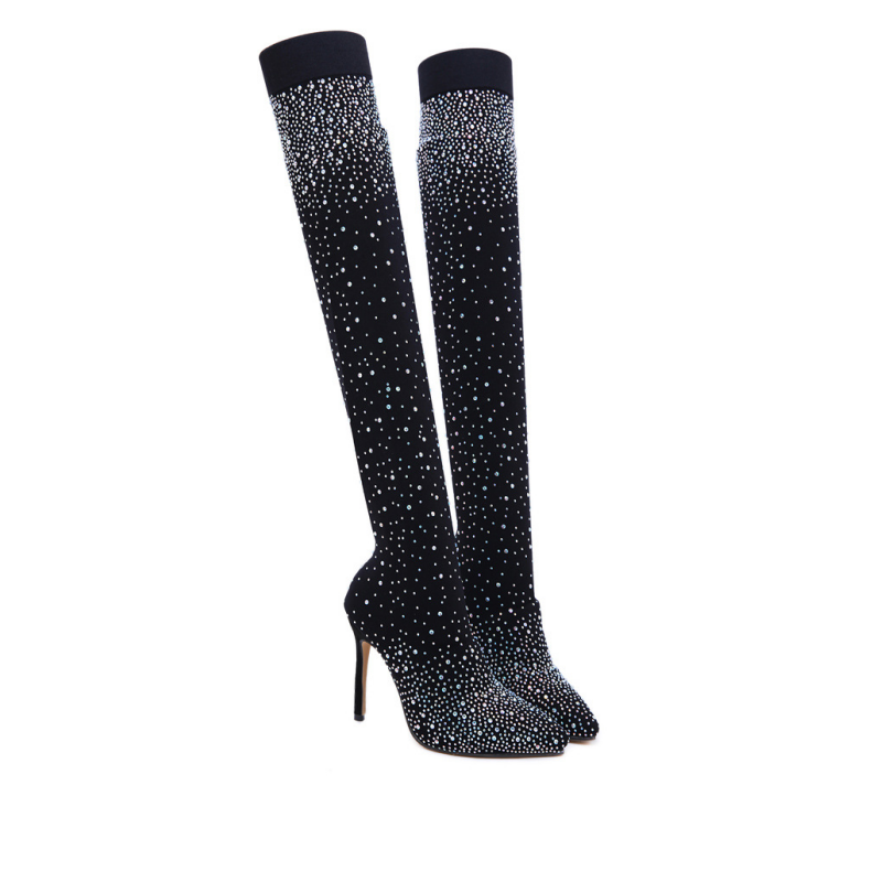 🔥🖤Black Friday Sale:50% OFF🔥Women’s Sparkly Faux Diamonds Over-the-Knee Boots👠