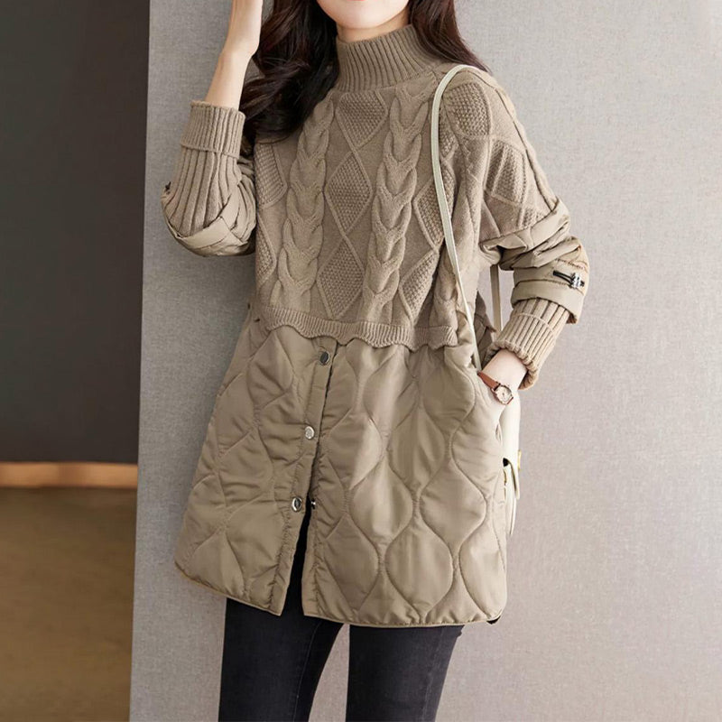 Women's Elegant Knit Patchwork Warm Coat