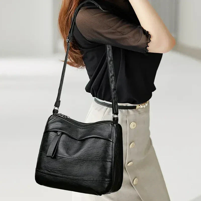 Retro Large-Capacity Multilayer Shoulder Bag