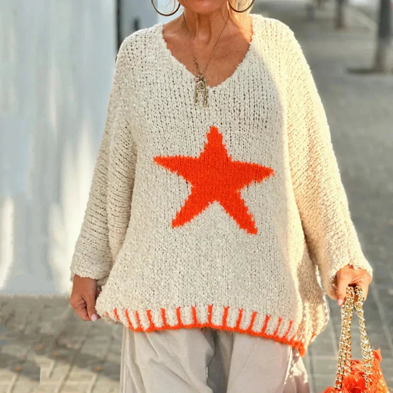 💕HOT SALES💕Women's Star Print V-Neck Pullover Sweater