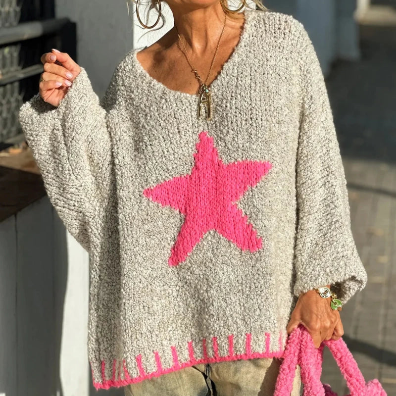 💕HOT SALES💕Women's Star Print V-Neck Pullover Sweater