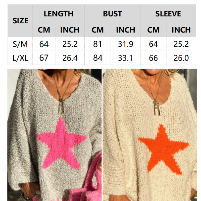 💕HOT SALES💕Women's Star Print V-Neck Pullover Sweater