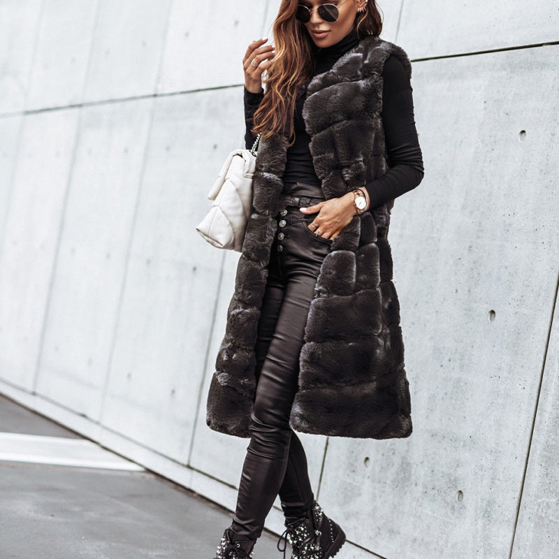 🎅Christmas 50% off sale💥Women's Winter Warm Faux Fur Long Vest