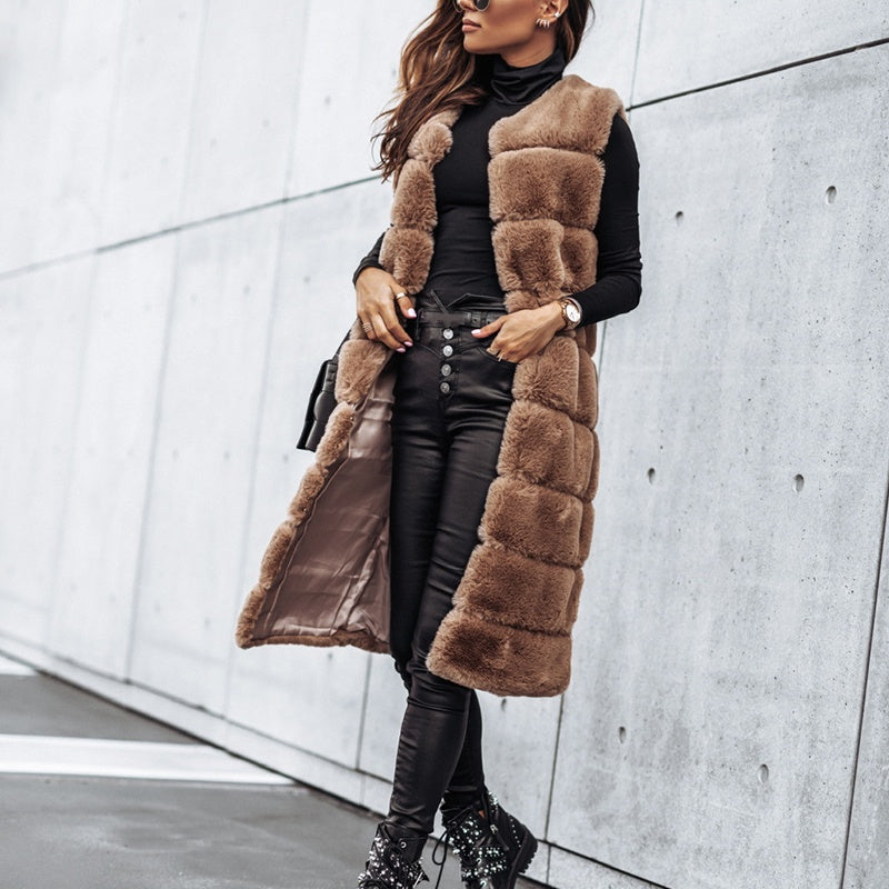 🎅Christmas 50% off sale💥Women's Winter Warm Faux Fur Long Vest