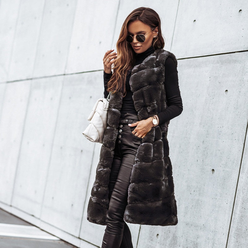 🎅Christmas 50% off sale💥Women's Winter Warm Faux Fur Long Vest