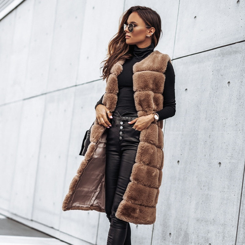 🎅Christmas 50% off sale💥Women's Winter Warm Faux Fur Long Vest