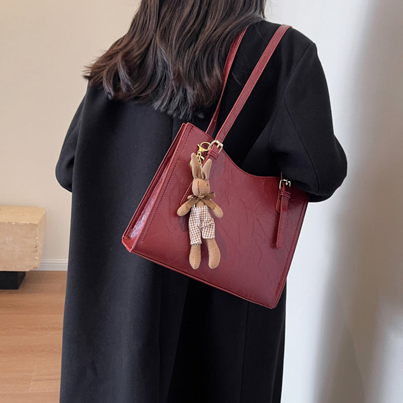 Women's Trendy Shoulder Bag with Doll Pendant