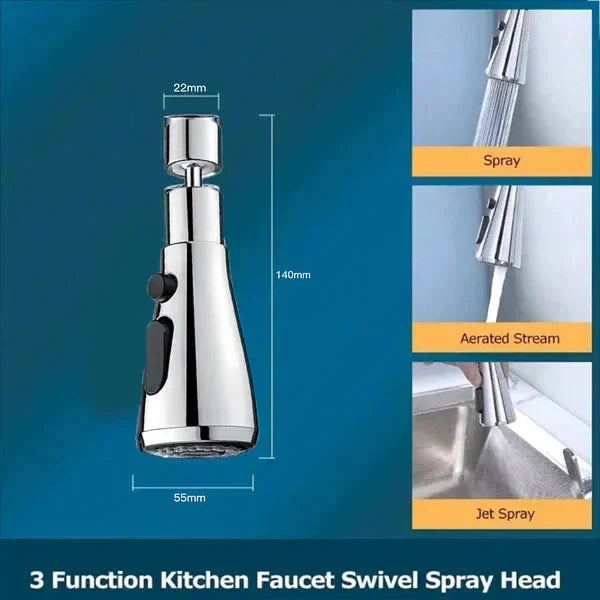 720° Rotatable 3 Function Kitchen Faucet Spray Head