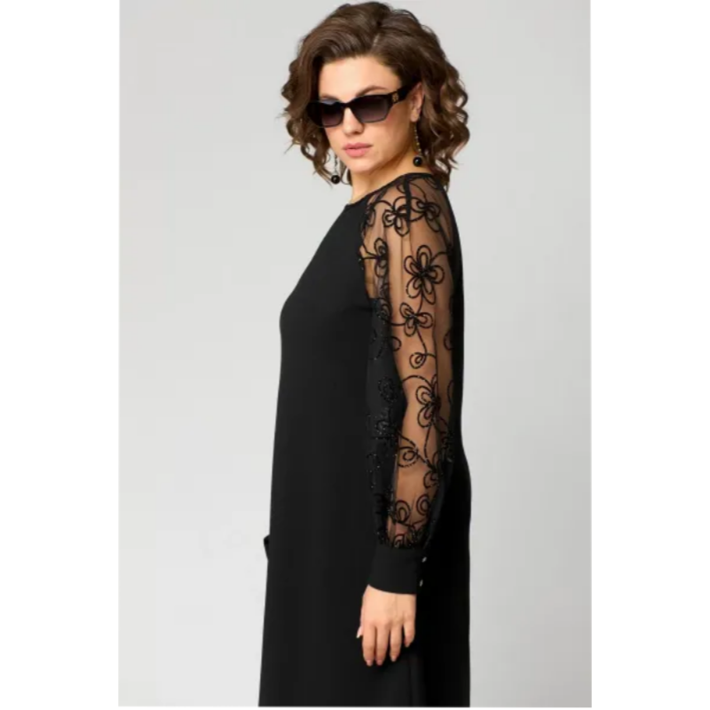 🔥2025 HOT SALE🔥 Lace Patchwork Round Neck Long Sleeve Dress