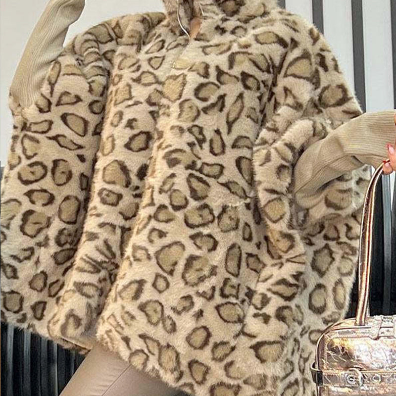 🎅Xmas Sales - 50% OFF🎄Women's Leopard Print Faux Fur Jacket