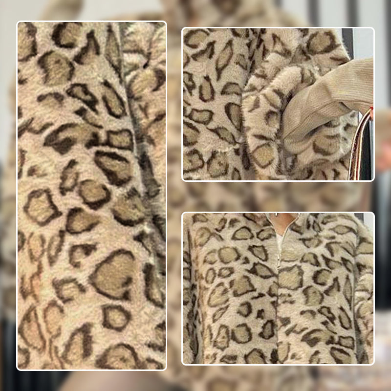 🎅Xmas Sales - 50% OFF🎄Women's Leopard Print Faux Fur Jacket