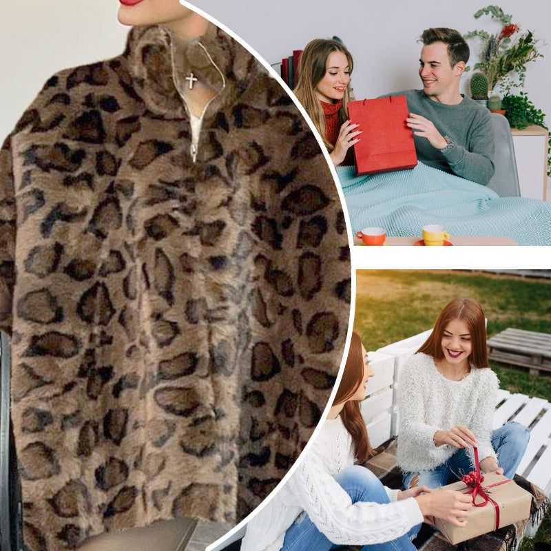 🎅Xmas Sales - 50% OFF🎄Women's Leopard Print Faux Fur Jacket