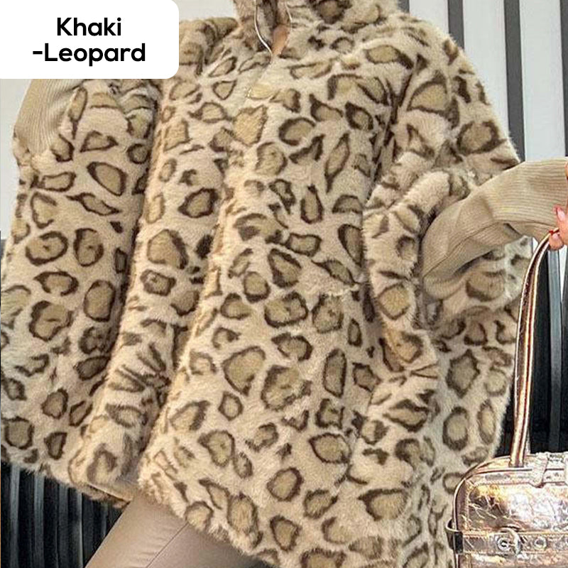 🎅Xmas Sales - 50% OFF🎄Women's Leopard Print Faux Fur Jacket