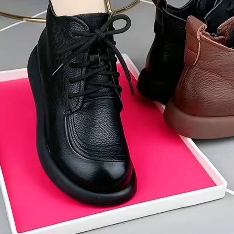 Women's Zipper Lace Up Ankle Boots