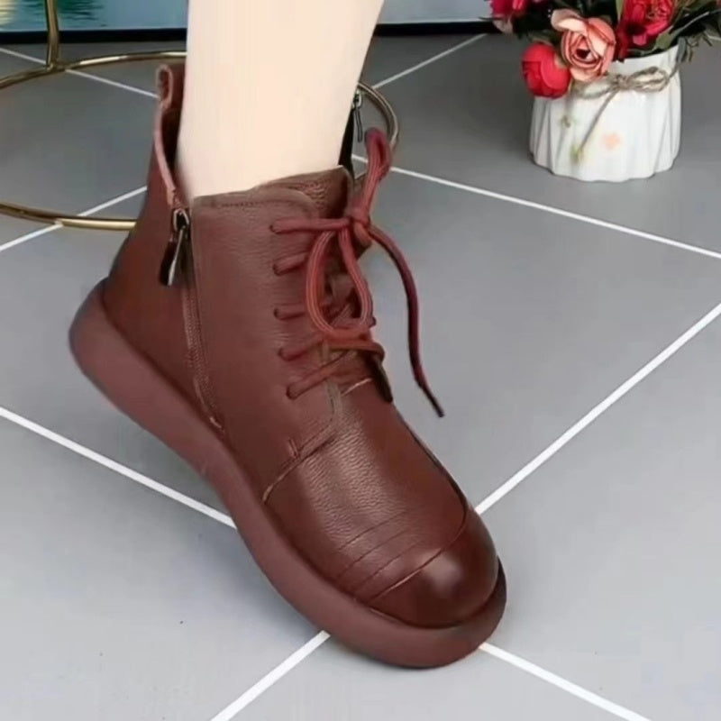 Women's Zipper Lace Up Ankle Boots