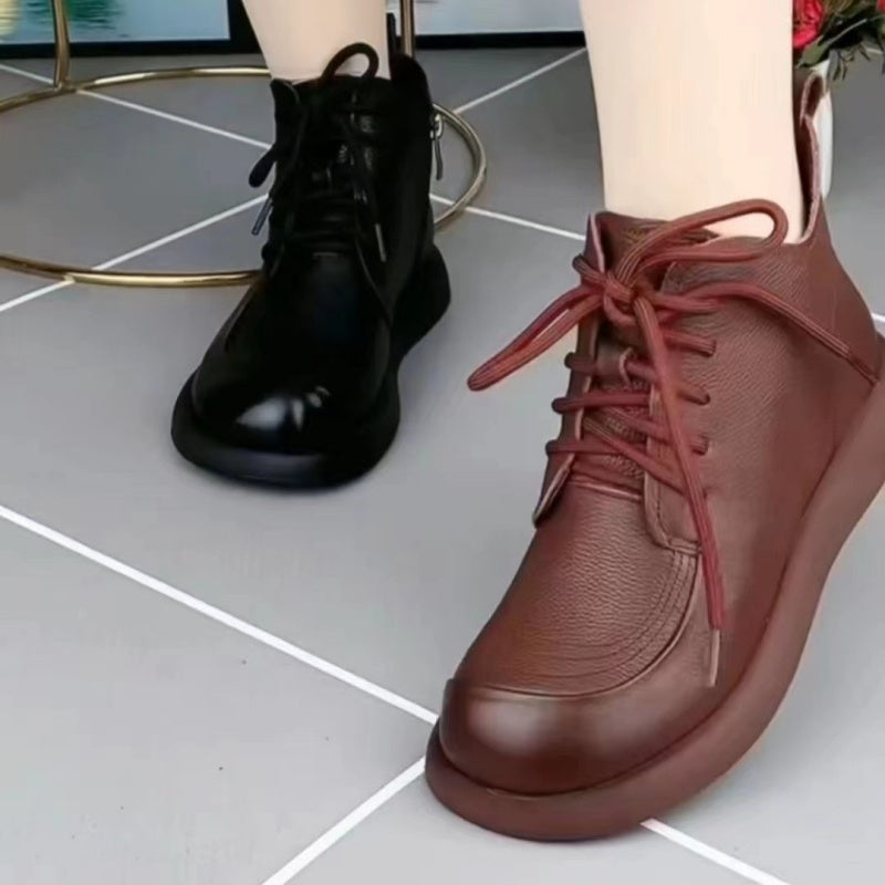 Women's Zipper Lace Up Ankle Boots