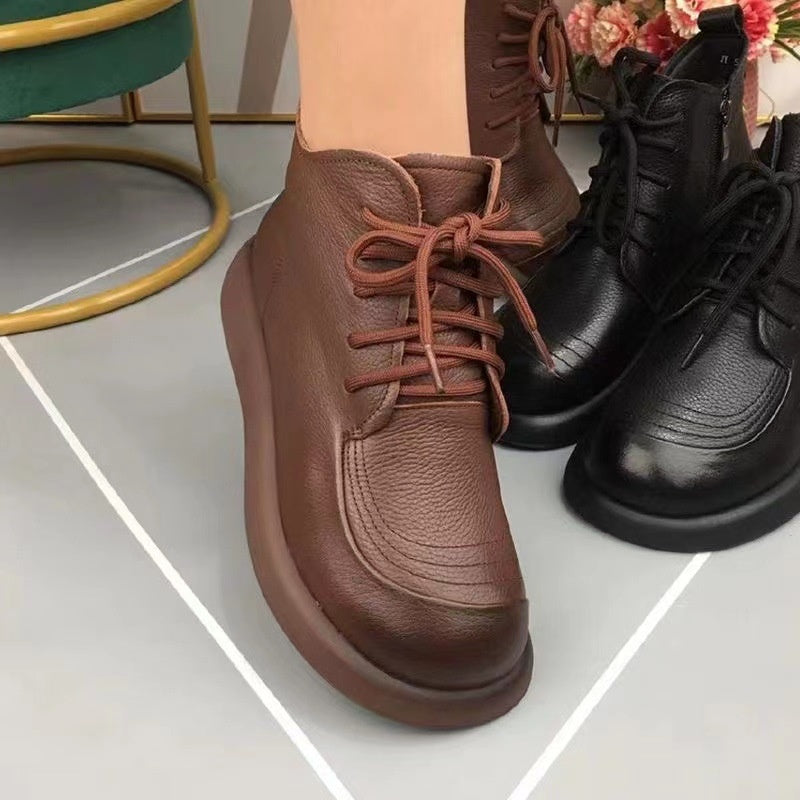 Women's Zipper Lace Up Ankle Boots