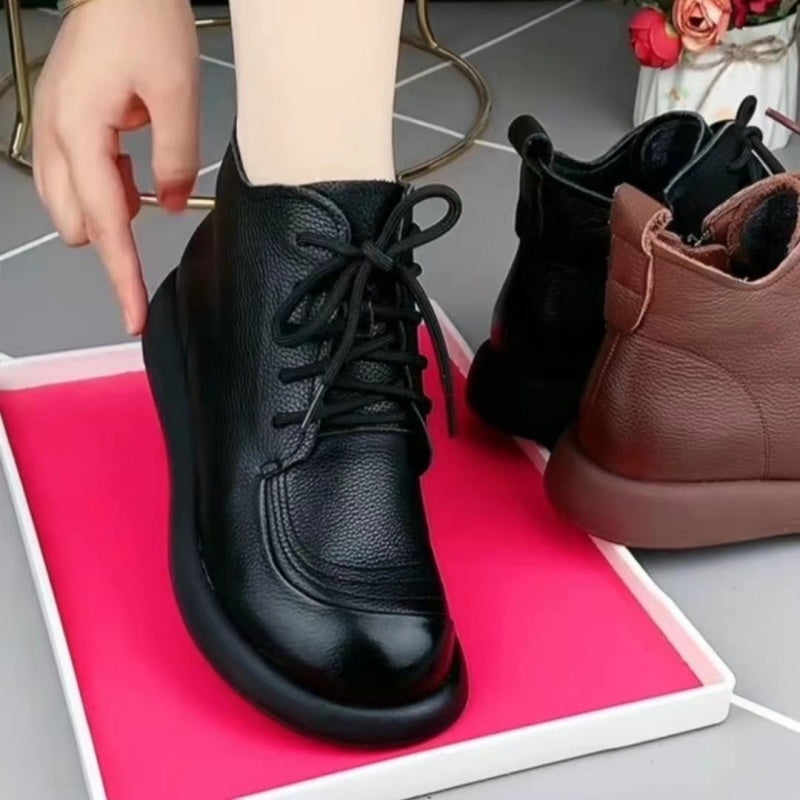 Women's Zipper Lace Up Ankle Boots