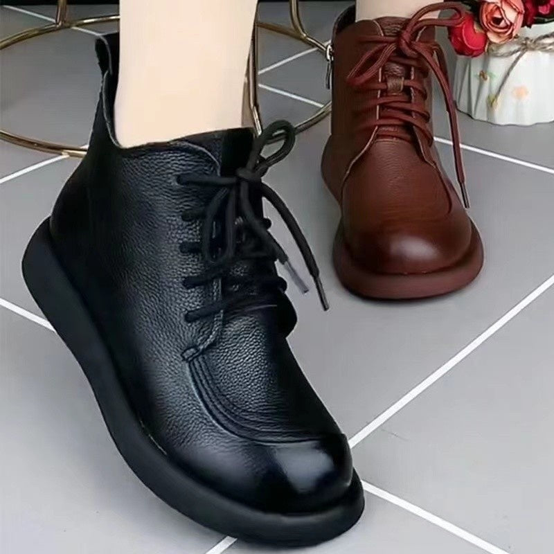 Women's Zipper Lace Up Ankle Boots