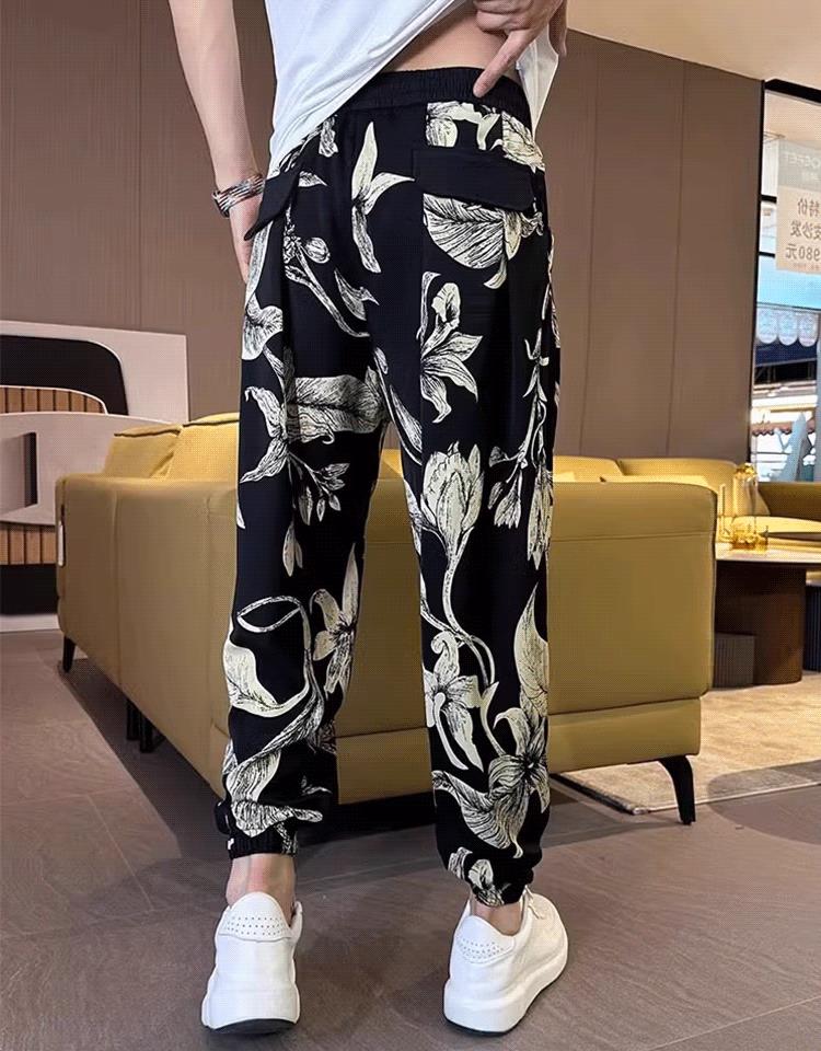 Men's Ice Silk Printed Casual Side Slit Cropped Pants（40% OFF）