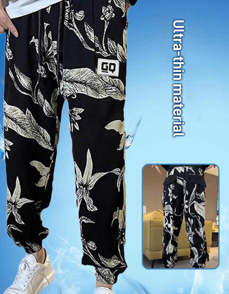 Men's Ice Silk Printed Casual Side Slit Cropped Pants（40% OFF）