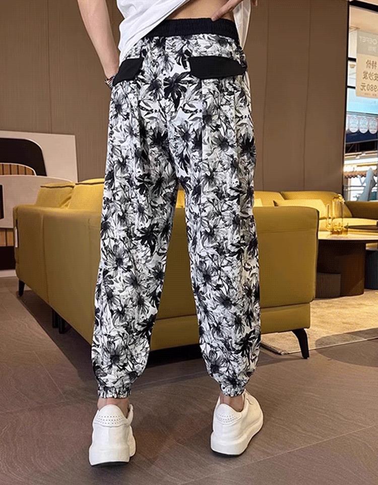 Men's Ice Silk Printed Casual Side Slit Cropped Pants（40% OFF）