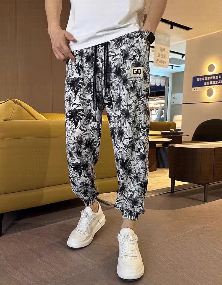 Men's Ice Silk Printed Casual Side Slit Cropped Pants（40% OFF）