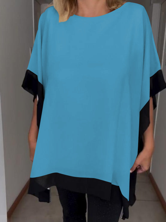 Contrast Color Patchwork Casual Top（50% OFF）