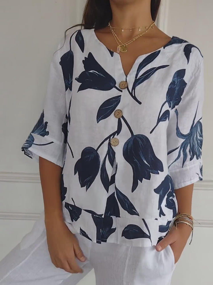 😍😍Printed V-neck Tunic Top✨