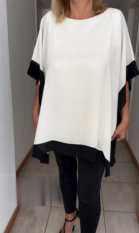 Contrast Color Patchwork Casual Top（50% OFF）