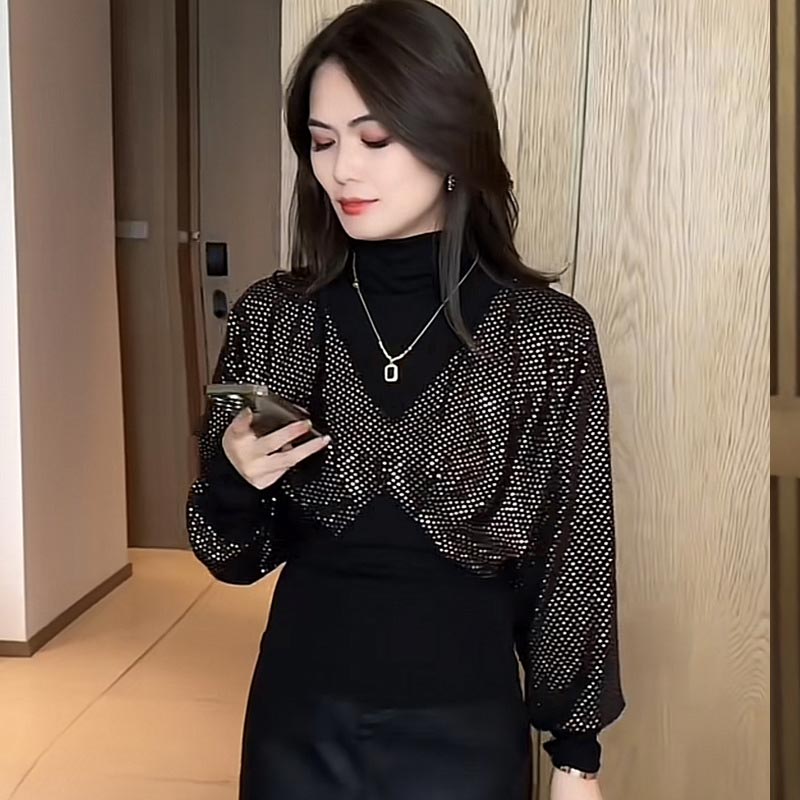 [Gift for Women] Women's Stylish High-neck Long-sleeve Slim Tops