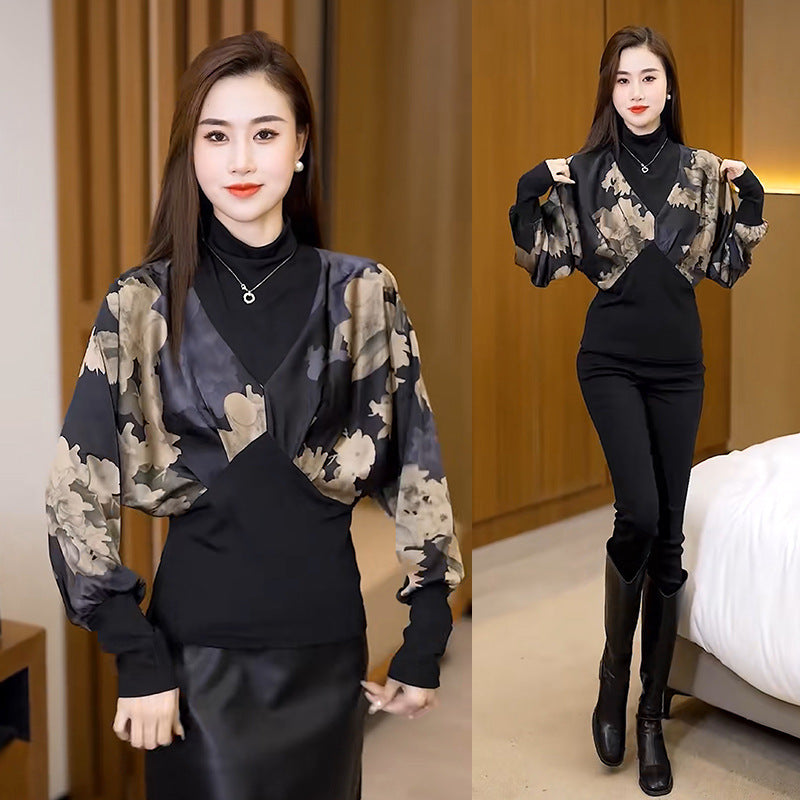 [Gift for Women] Women's Stylish High-neck Long-sleeve Slim Tops