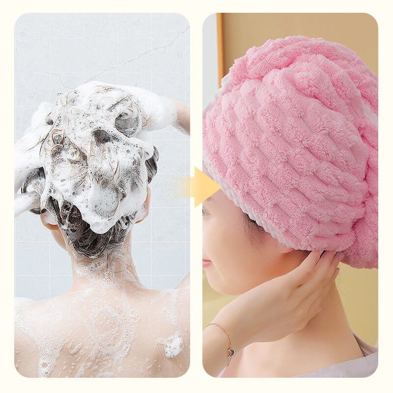 Nice gift*Coral velvet double layer water absorbing dry hair cap